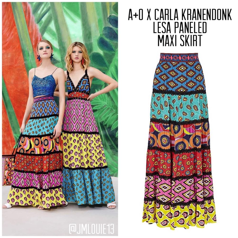 Alice + Olivia x Carla Kranendonk Lesa Paneled Maxi Skirt